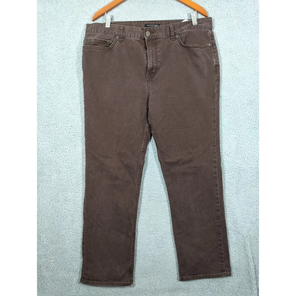 Banana Republic Slim Fit Jeans Mens 36X30 (36x28) Brown Denim Zip Fly Straight